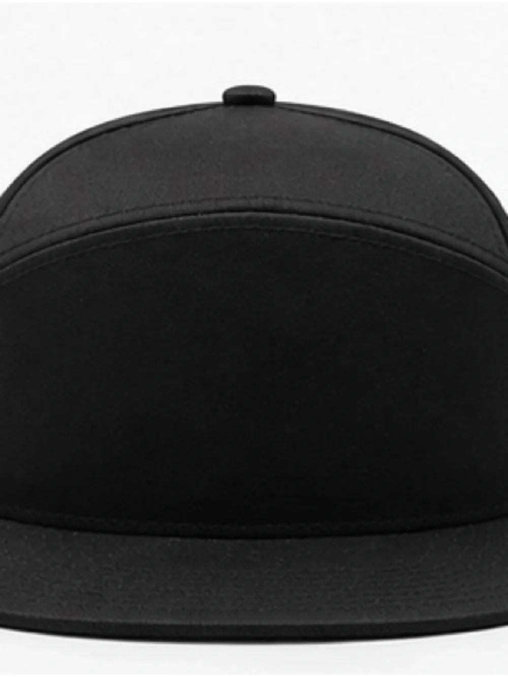 Classic Black 6 Panel High Crown Flat Bill Snapback Hat cotton cap